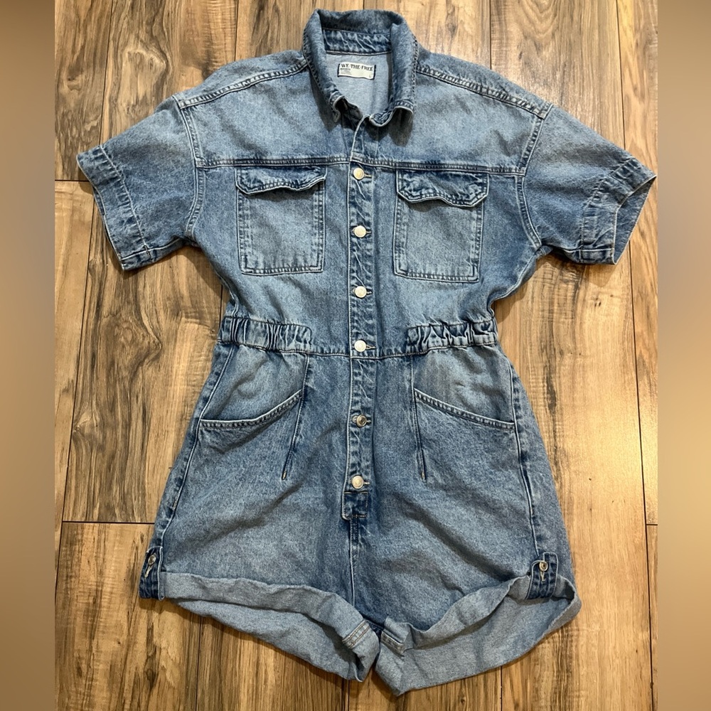 WE THE FREE Free People MARCI Short Sleeve Cuffed Romper Jumpsuit L